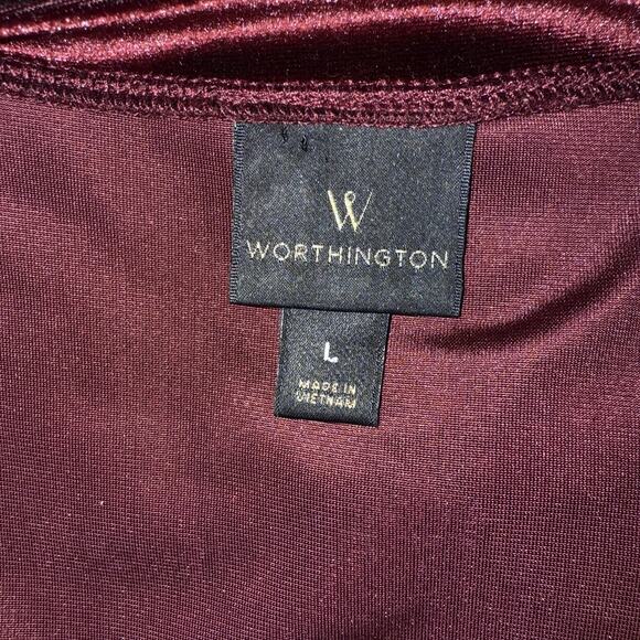 Worthington A-Line Velvet Dress Size L Burgundy Stretch Event Party Festive - Picture 3 of 4